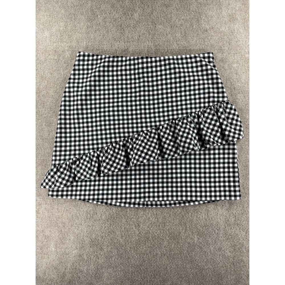 Streetwear Society Black White Gingham Ruffle Mini Skirt Women's‎ Medium